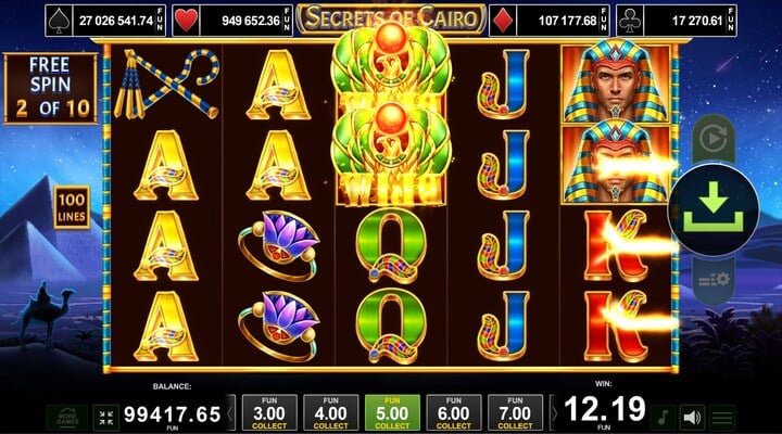 secrets of cairo free spin
